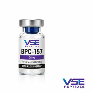 BPC-157 5mg research peptide vial from VSE Peptides for laboratory and in vitro research use only